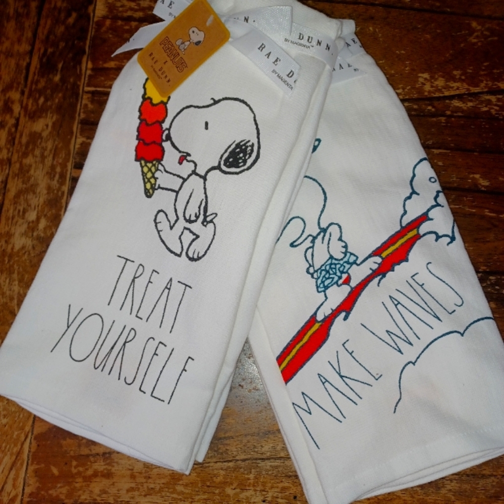 Rae Dunn x Peanuts kitchen hand towels Split set one of each design